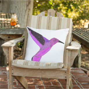 Coussin Colibri rose violet parties scintillant moderne
