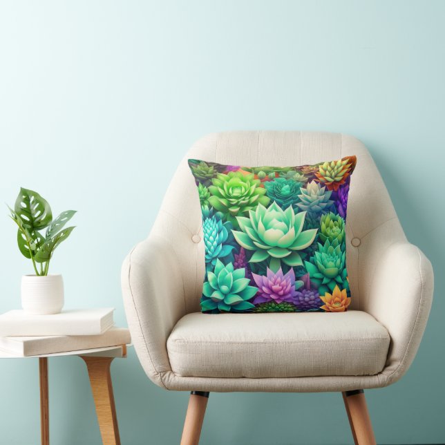 Coussin Collage Aloe Vera et Succulents (Chaise)