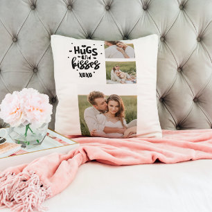 Coussin Collage Couple Photo & Hugs Et Baisers Phrase Love