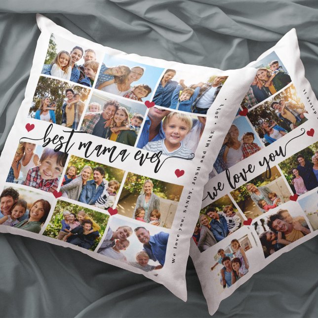 Coussin collage de 24 photos avec texte  meilleure maman r (Créateur téléchargé)