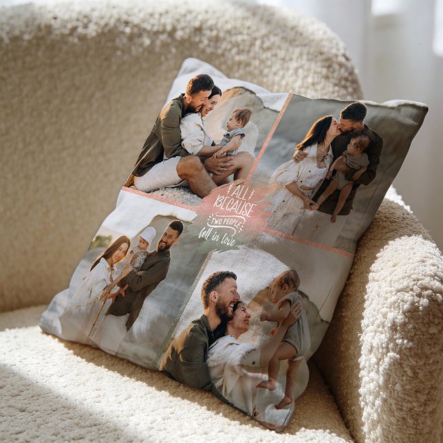 Coussin Collage de 4 photos de famille moderne double face (Créateur téléchargé)