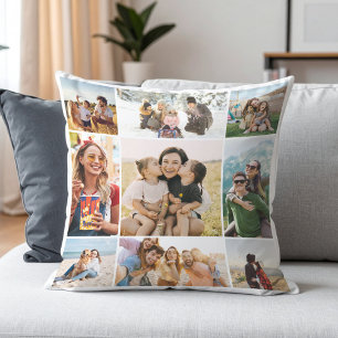 Coussin Collage de 9 photos personnalisé