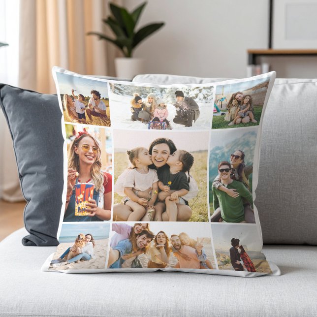 Coussin Collage de 9 photos personnalisé (Créateur téléchargé)