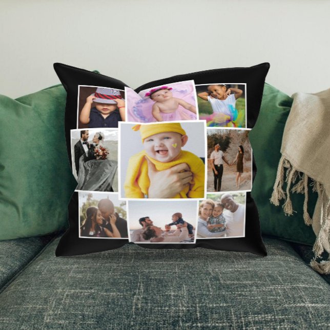 Coussin Collage de 9 photos personnalisé (Créateur téléchargé)