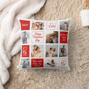 Coussin Collage de 9 photos personnalisé pour la Saint-Val