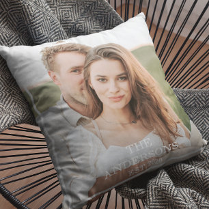 Coussin Collage de couple moderne photo et cadeau familial