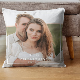 Coussin Collage de couple moderne photo et cadeau familial