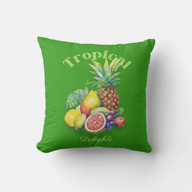 Coussin Collage de Fruits Tropicaux (Recto)