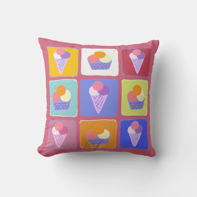 Coussin Collage de glaces colorées (Recto)