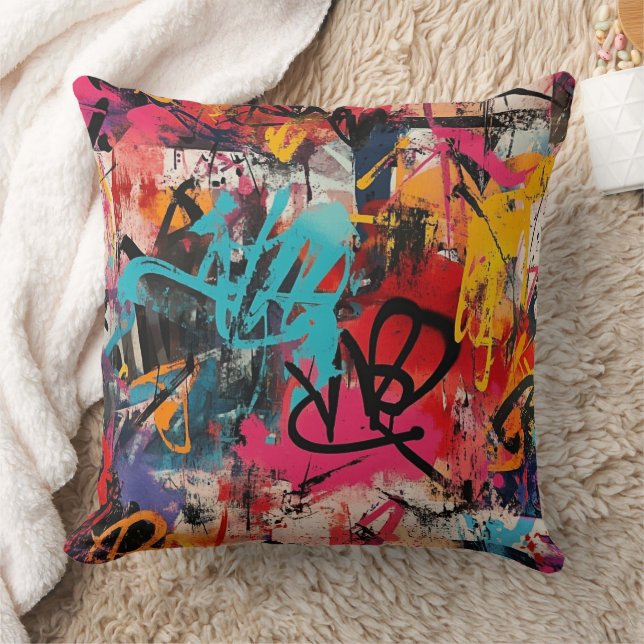 Coussin Collage de graffiti urbain avec peinture aux coule (Couverture)