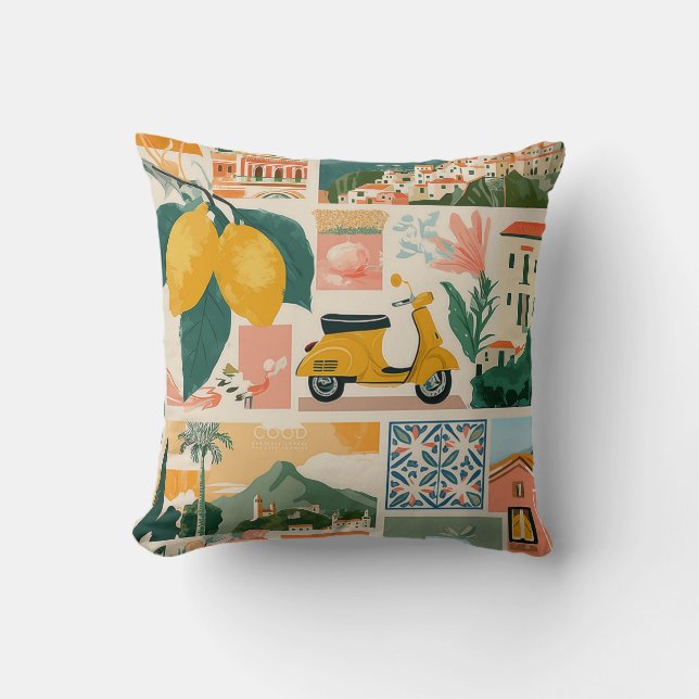 Coussin Collage de la côte italienne - Ambiance estivale m (Recto)