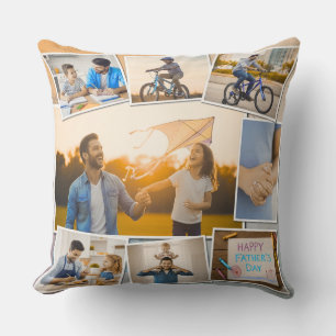 Coussin Collage de la fête des pères - Cadeau photo person