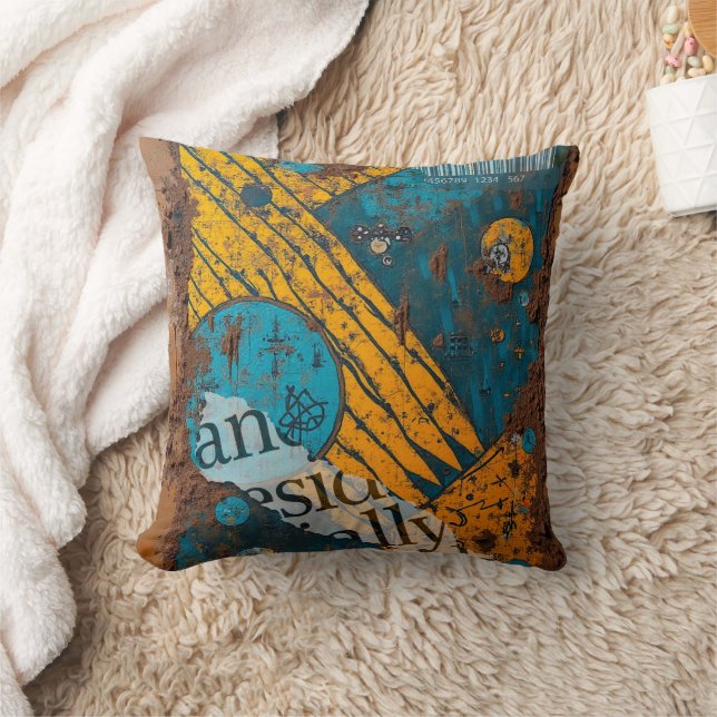 Coussin Collage de médias mixtes (Couverture)
