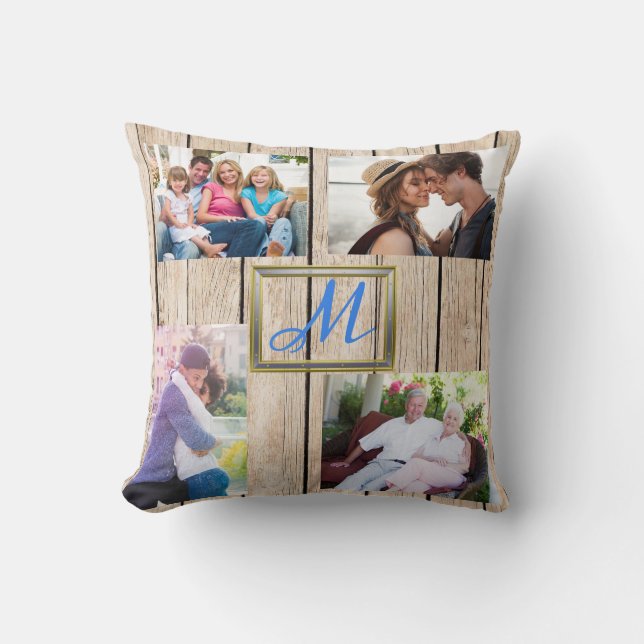 Coussin Collage de photo de nom de famille (Recto)