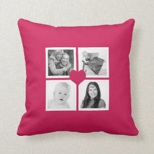 Coussin Collage de photo d'Instagram de coeur de roses