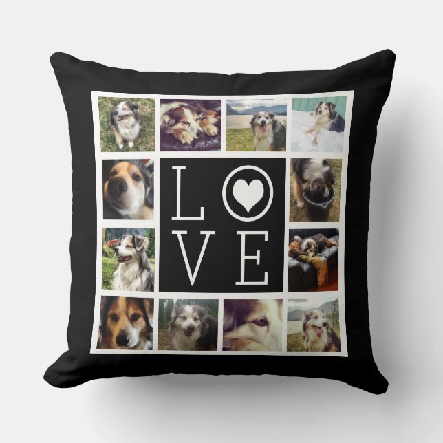 Coussin Collage de photo d'Instagram de l'AMOUR 12 (Recto)