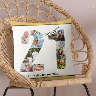 Coussin Collage de photos 21e anniversaire Neutral personn