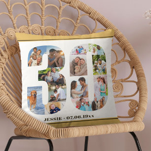 Coussin Collage de photos 30e anniversaire personnalisé ne