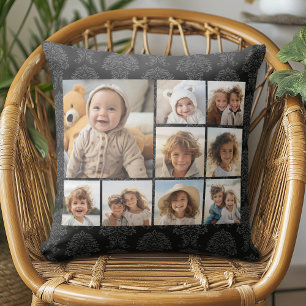 Coussin Collage de photos - 9 photos noires