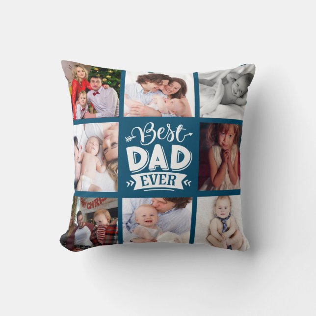 Coussin Collage de photos BEST DAD JAMAIS cadeau Fête des  (Recto)