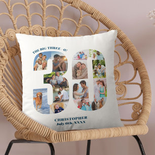 Coussin Collage de photos Cadeau personnalisé 30e annivers