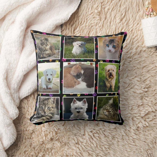 Coussin Collage de photos d'animaux de compagnie Empreinte (Couverture)