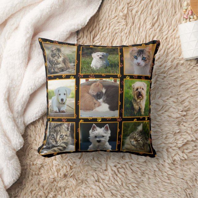 Coussin Collage de photos d'animaux de compagnie empreinte (Couverture)