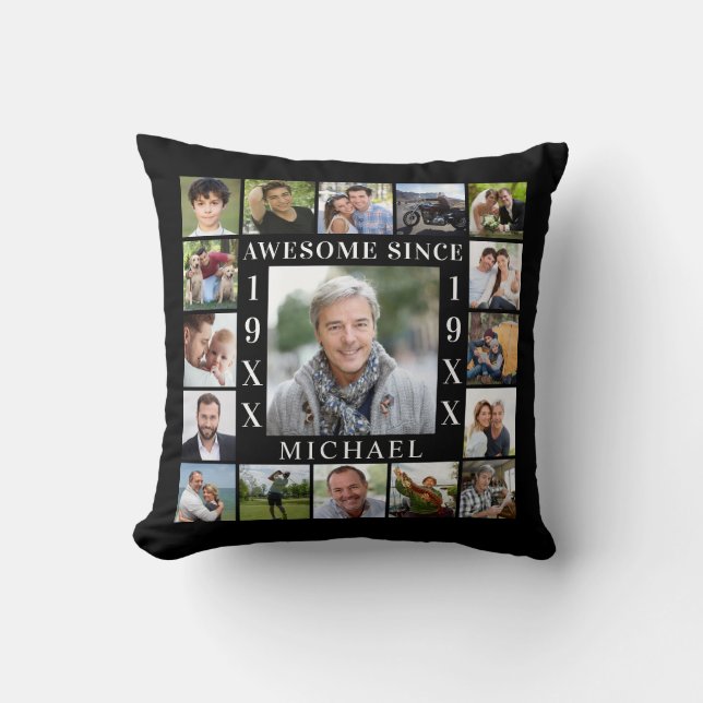 Coussin Collage de photos d'anniversaire 17 ANS INCROYABLE (Recto)