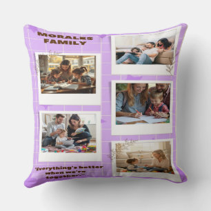 Coussin Collage de photos de famille avec valeurs personna