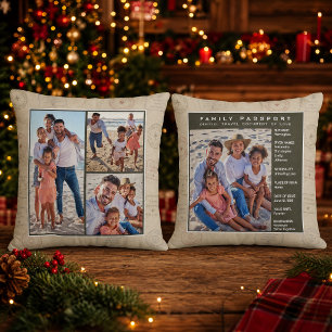 Coussin Collage de photos de famille de voyage souvenir Ve