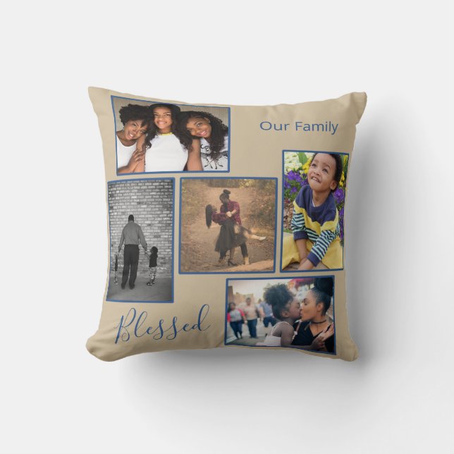Coussin Collage de photos de la famille béni personnalisé (Recto)