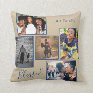 Coussin Collage de photos de la famille béni personnalisé