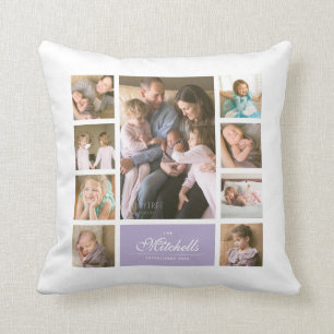 Coussin Collage de photos de la famille de scripts élégant