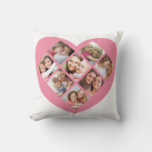 Coussin Collage de photos de la fête des mères.