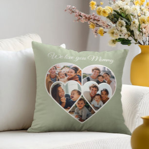 Coussin Collage de photos de la fête des mères en forme de