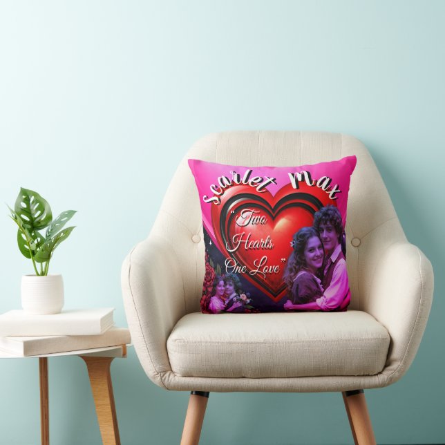 Coussin Collage de photos de la Saint-Valentin Cœurs rouge (Chaise)