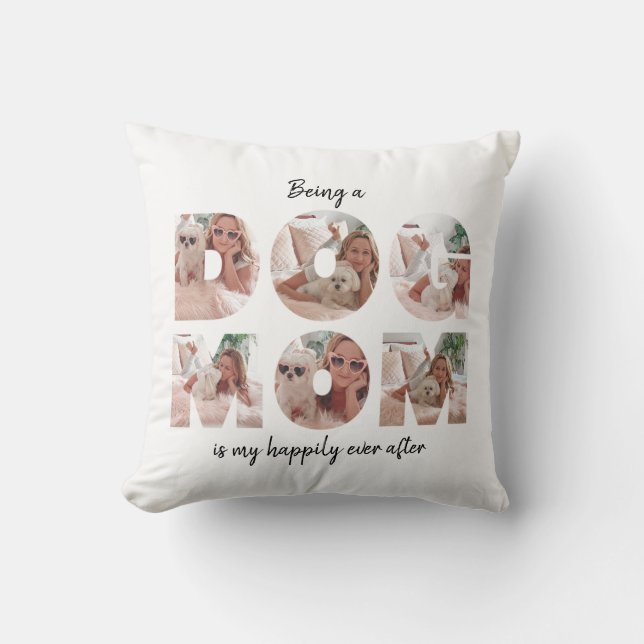 Coussin Collage de photos de maman de chien moderne avec c (Recto)