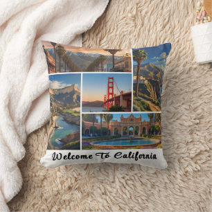 Coussin Collage de photos de monuments de Californie