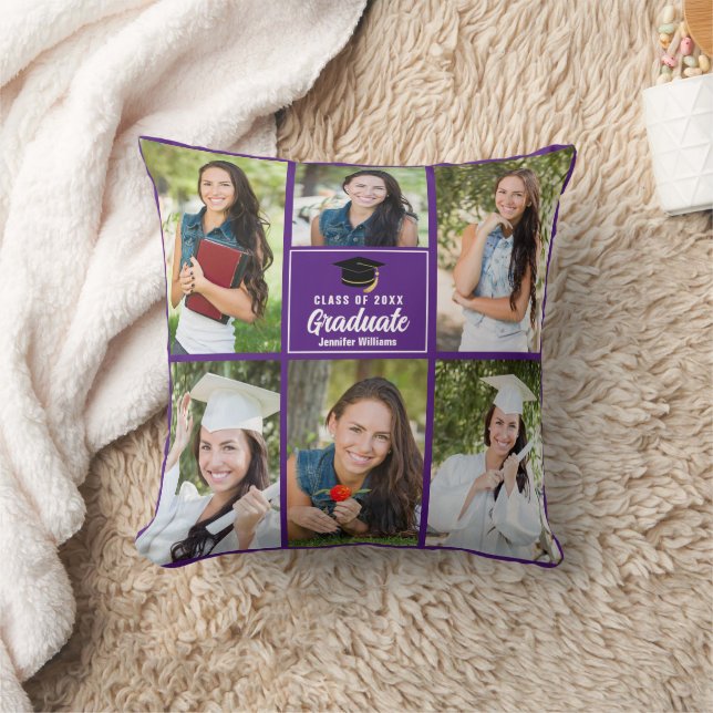 Coussin Collage de photos de remise de diplômes violet per (Couverture)