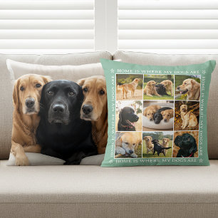 Coussin Collage de photos de texte personnalisé Chien d'am