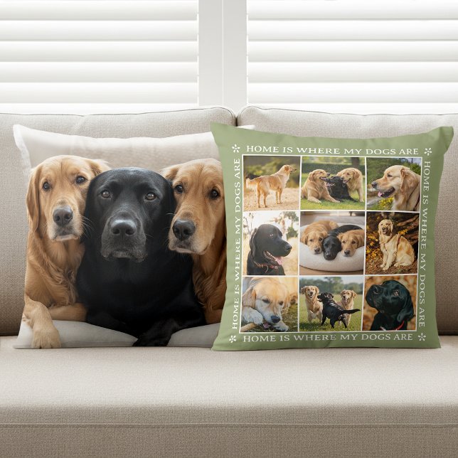Coussin Collage de photos de texte personnalisé Chien de c (Créateur téléchargé)