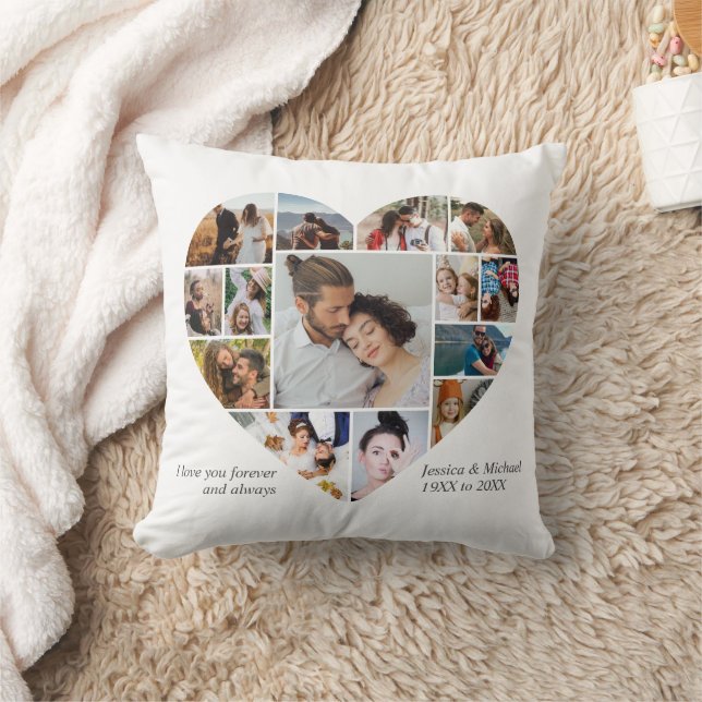 Coussin Collage de photos du coeur Forme d'amour Texte per (Couverture)