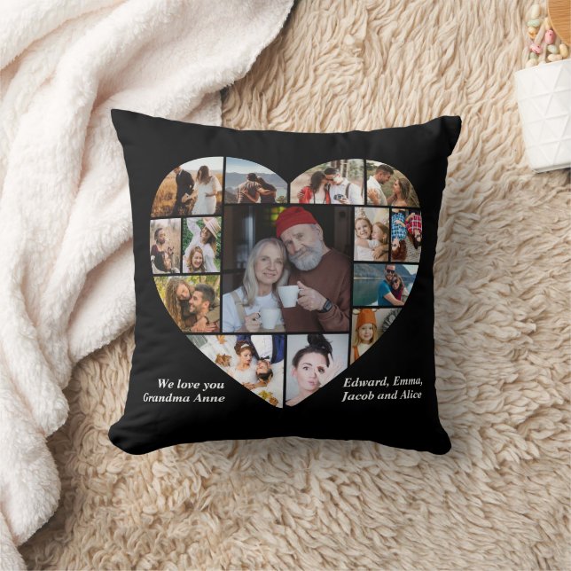 Coussin Collage de photos du coeur Je t'aime Personnalisé  (Couverture)