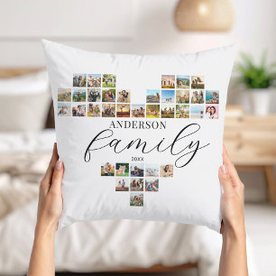 Coussin Collage de photos en forme de cœur élégant moderne