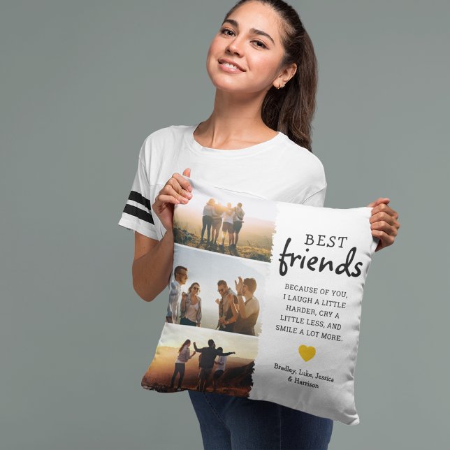 Coussin Collage de photos et citation des meilleures amies (Créateur téléchargé)