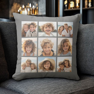 Coussin Collage de photos Instagram 9 photos Gris Charbon