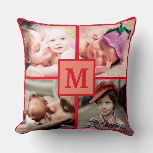 Coussin Collage de photos Monogramme Personnaliser Photos 