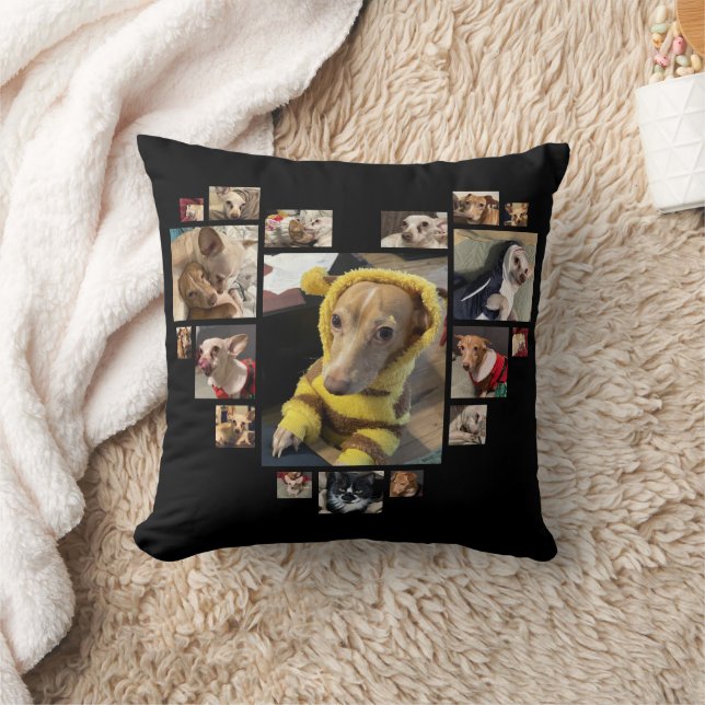 Coussin Collage de photos multiples Cœur personnalisé Chie (Couverture)