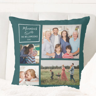 Coussin Collage de photos personnalisé 4 Moderne Famille