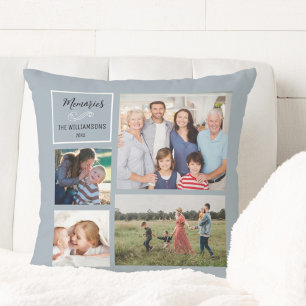 Coussin Collage de photos personnalisé 4 Moderne Famille